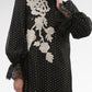 Blooming Eid Polka Dot Dress - Black Iris
