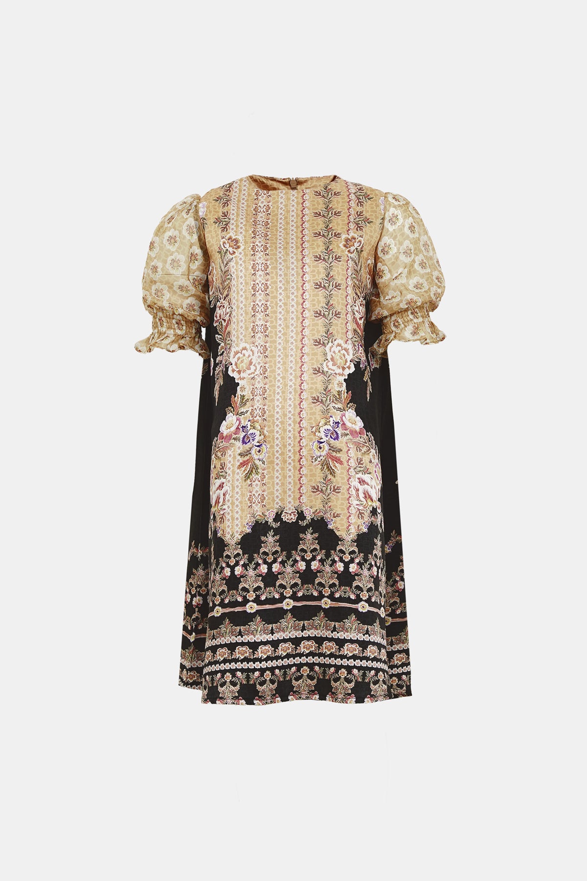 Blooming Eid Puffy Kids Dress - Marigold