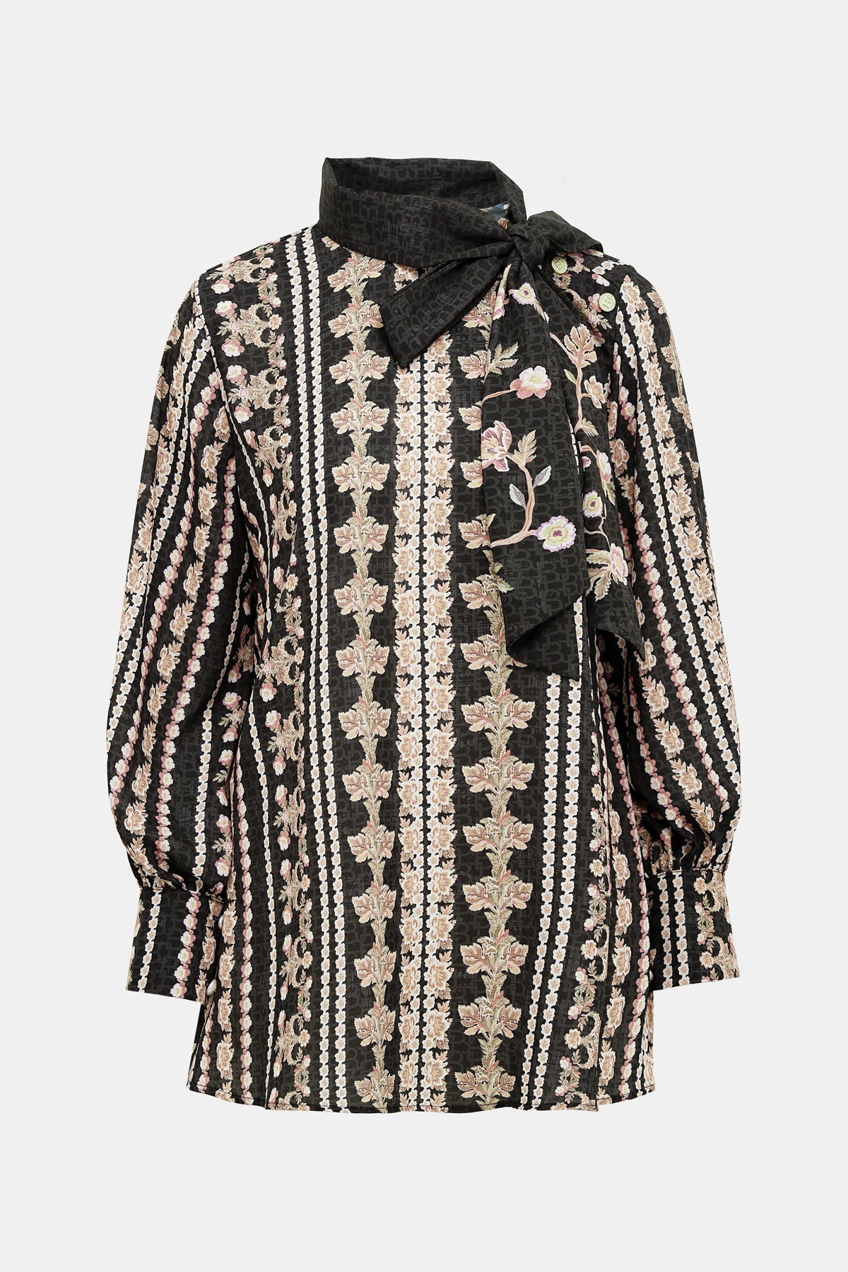 Blooming Eid Tie Blouse - Black Iris