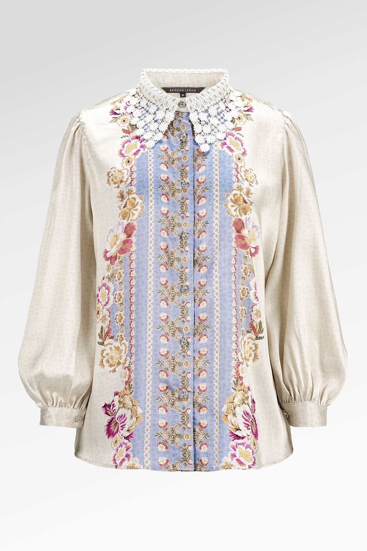 Blooming Eid Back Pleated Shirt - Blue Bell