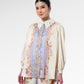 Blooming Eid Back Pleated Shirt - Blue Bell