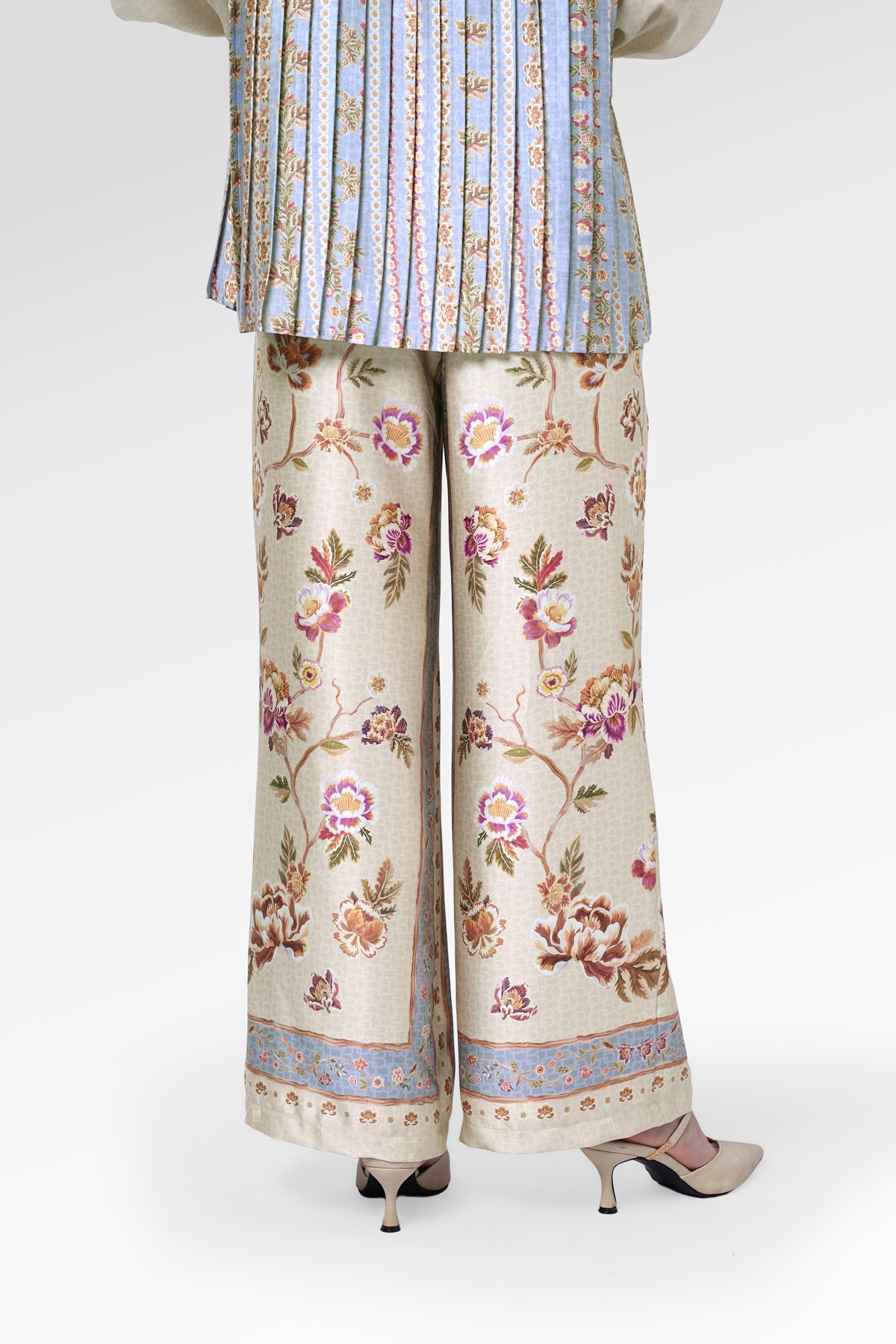 Blooming Eid Cullote Pants - Blue Bell
