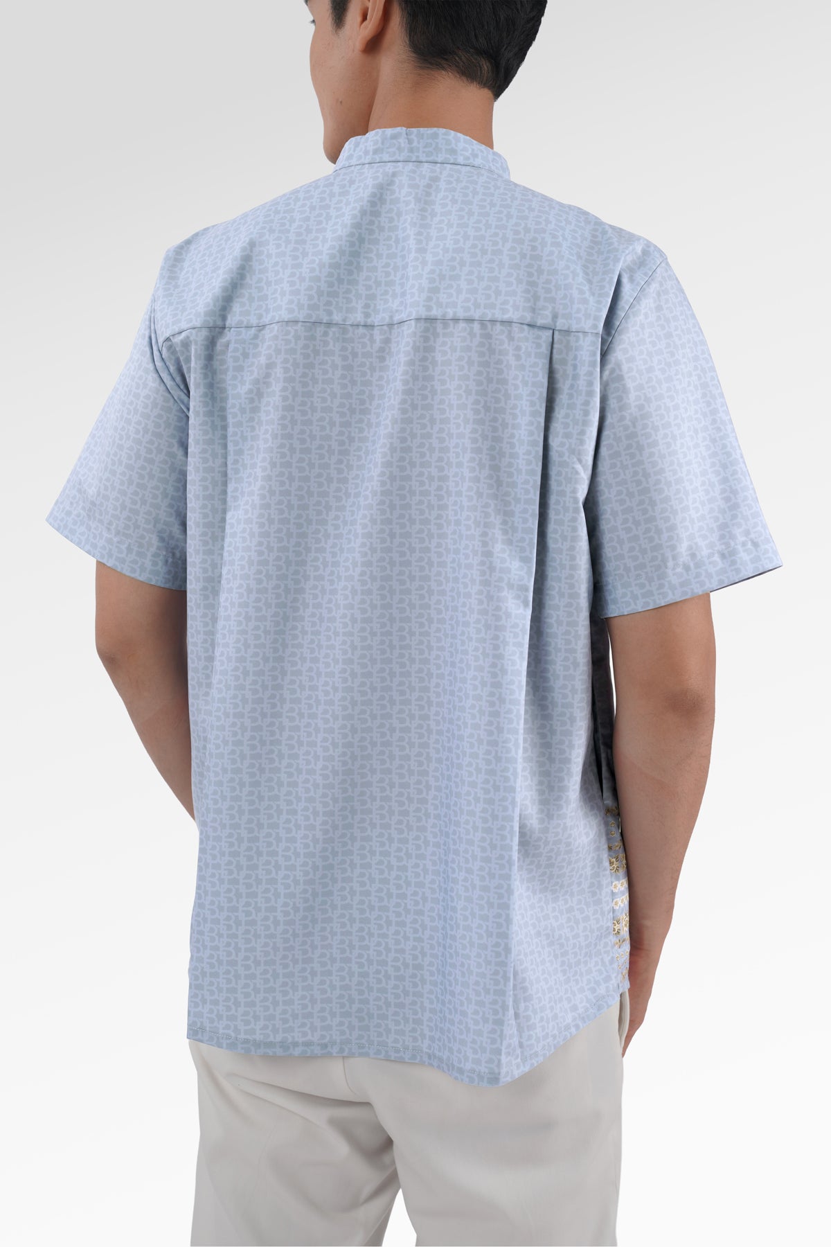 Blooming Eid Men Shirt - Blue Bell