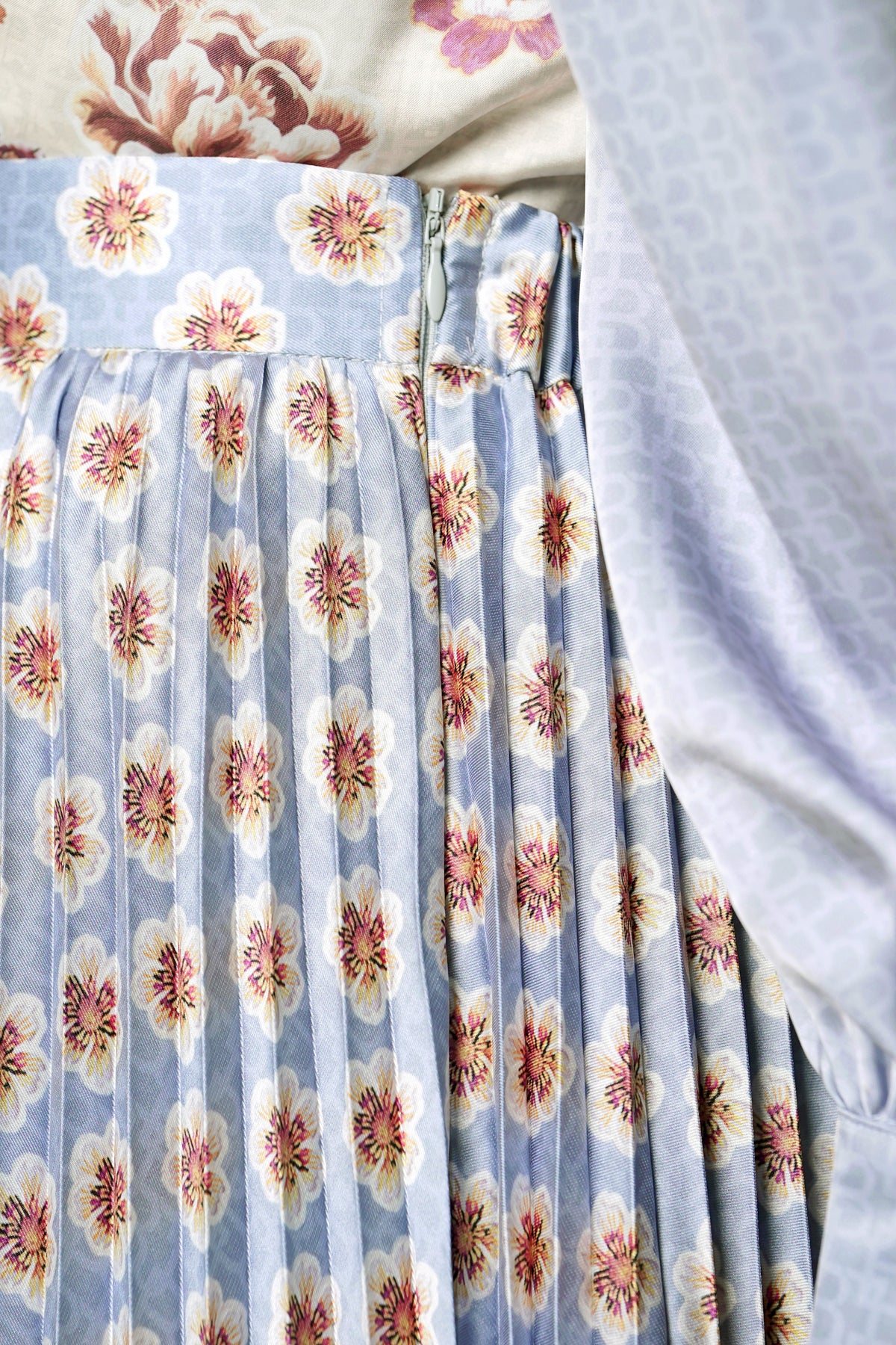 Blooming Eid Pleated Skirt - Blue Bell
