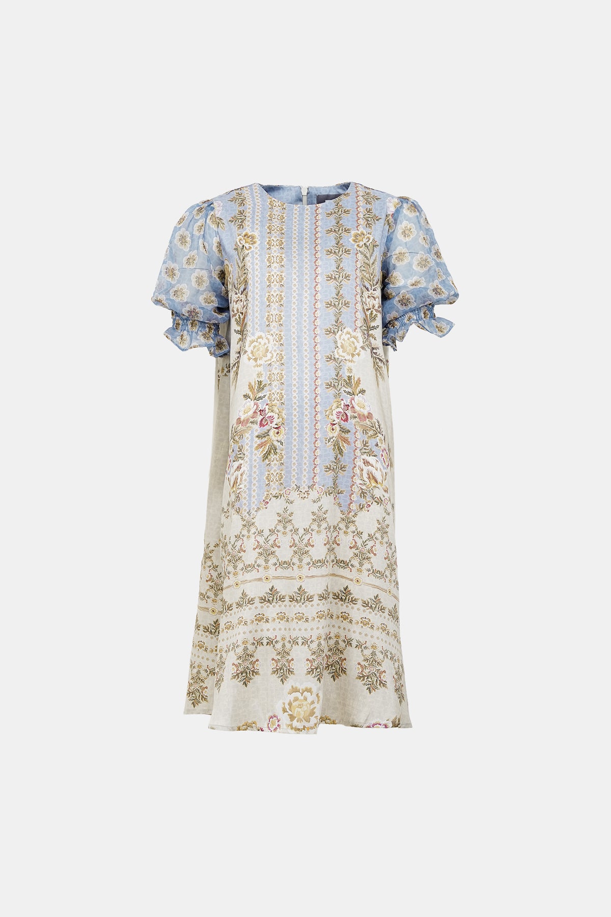 Blooming Eid Puffy Kids Dress - Blue Bell