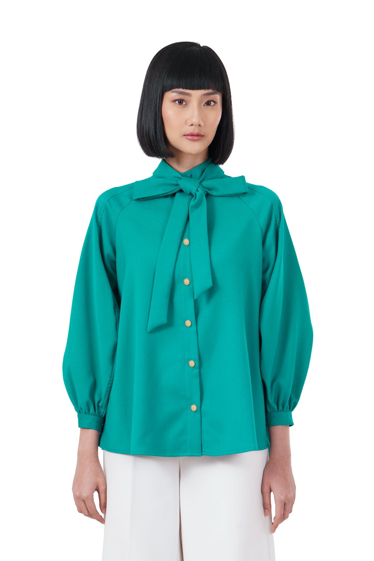 Bailee Puffy Shirt - Teal Green