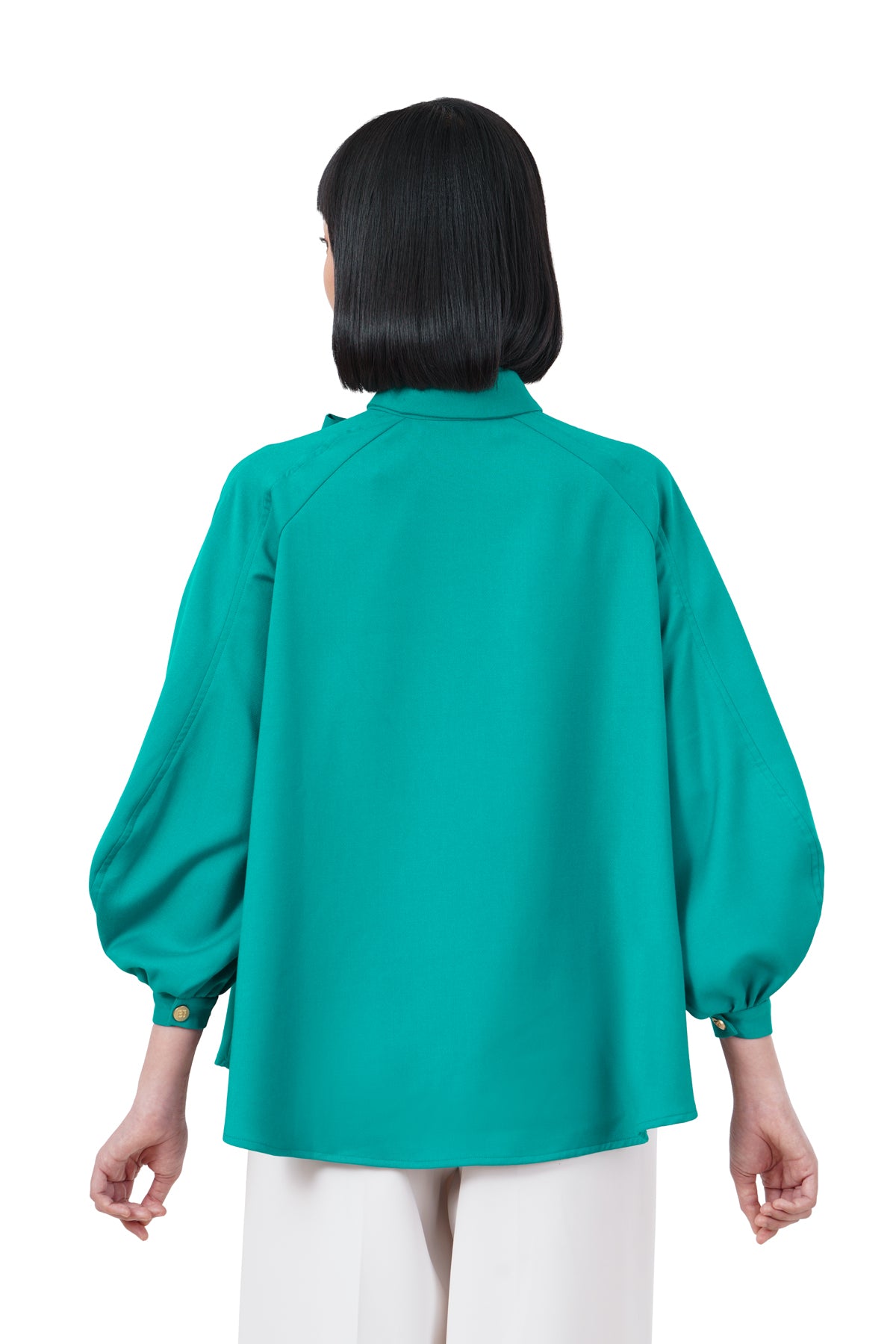 Bailee Puffy Shirt - Teal Green