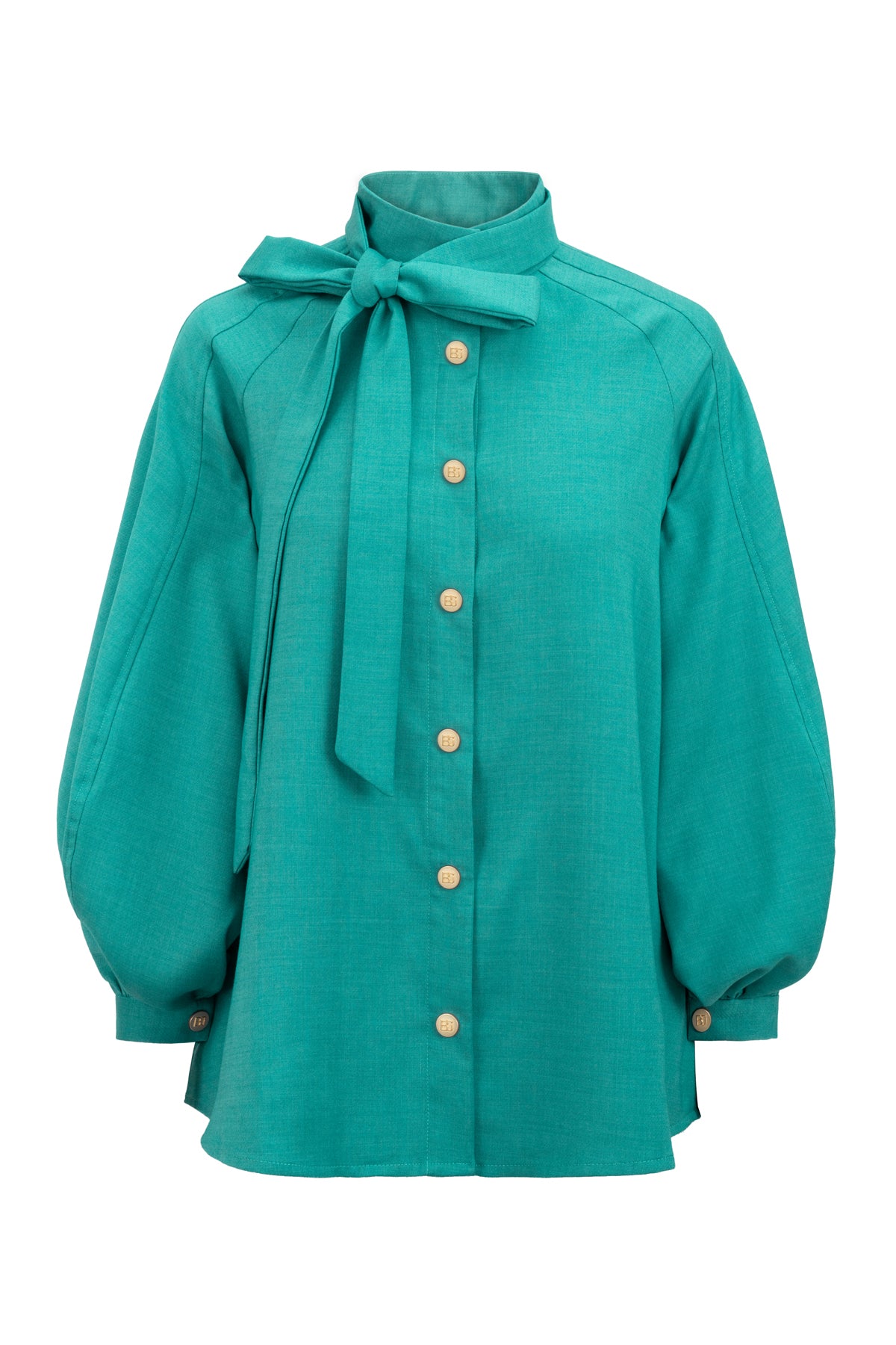 Bailee Puffy Shirt - Teal Green
