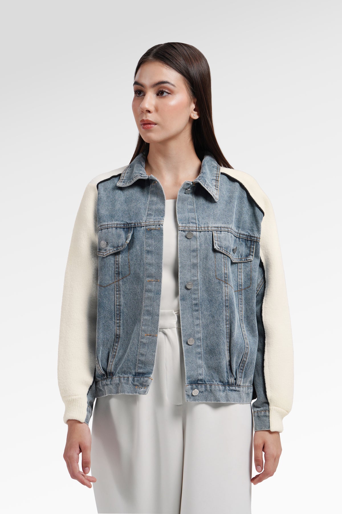 Belle Mix Fabric Jacket - White