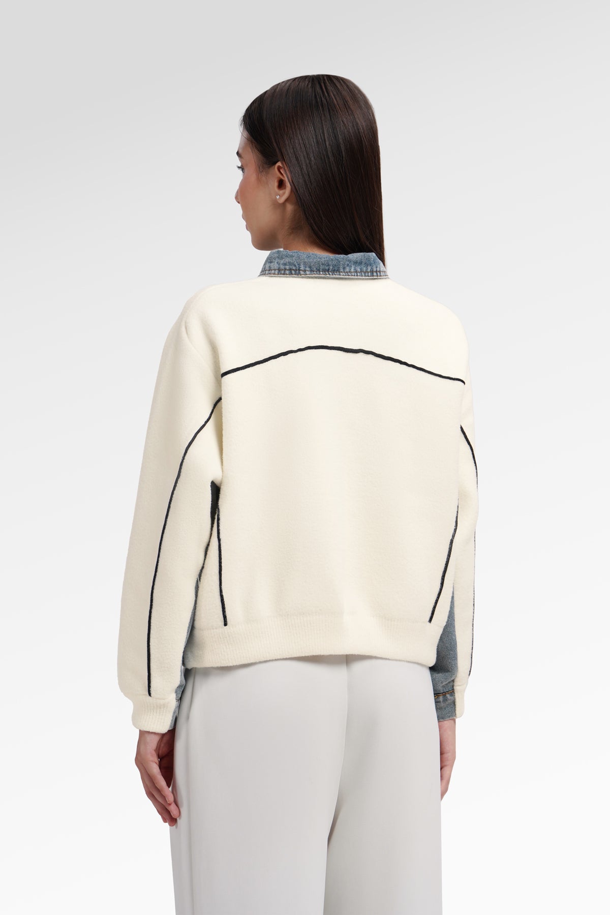 Belle Mix Fabric Jacket - White