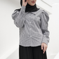 Black Striped Shirt with Puff Sleeves
