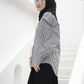 Black Striped Shirt with Puff Sleeves