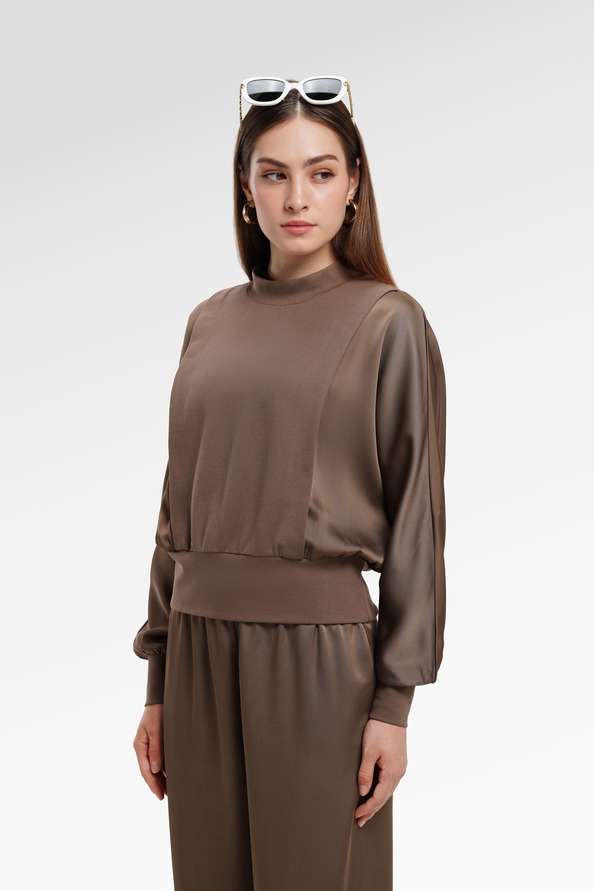 Bianca Crop Blouse - Brown