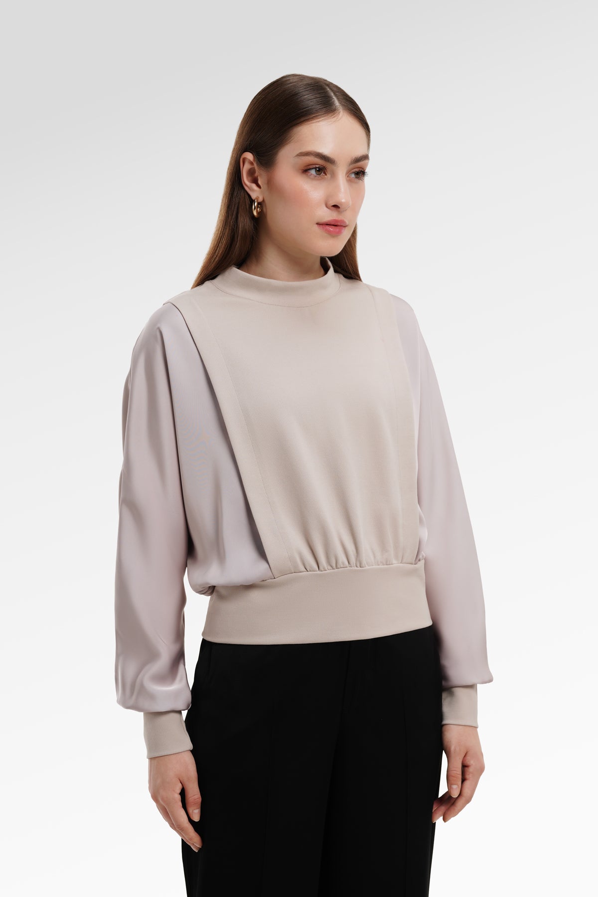 Bianca Crop Blouse - Light Taupe