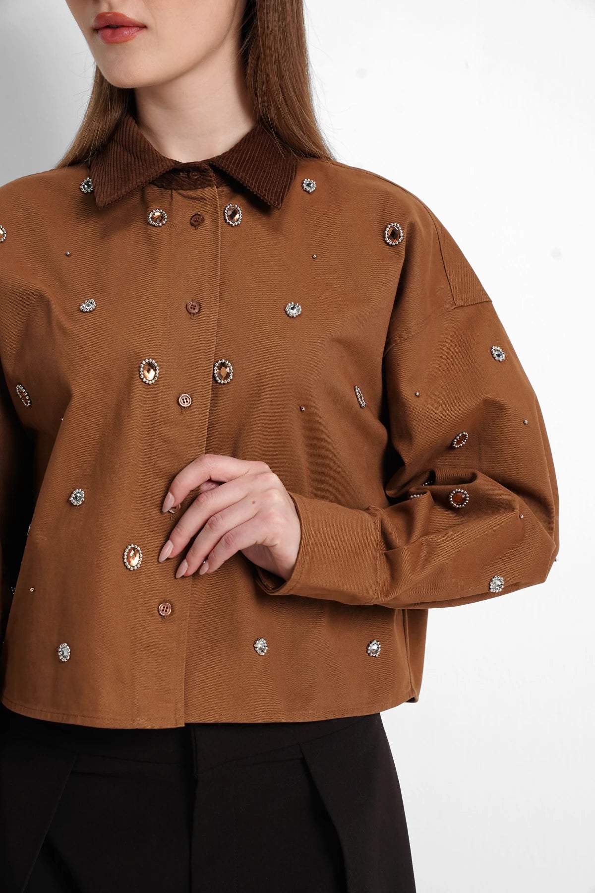 Blair Crop Shirt - Coffee