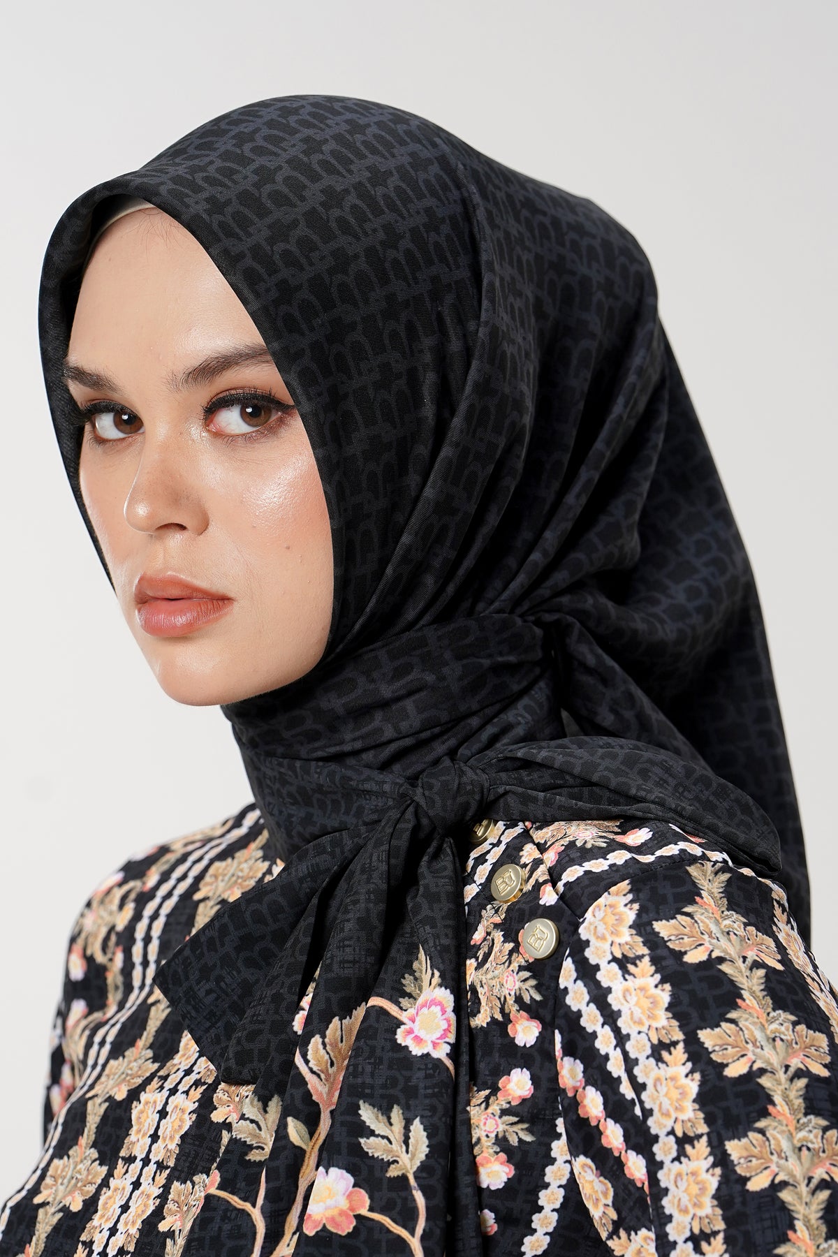 Signature Monogram Scarf - Black Iris