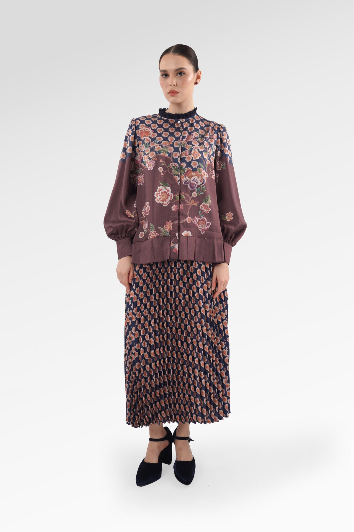 Blooming Eid Pleated Hem Shirt - Carnation