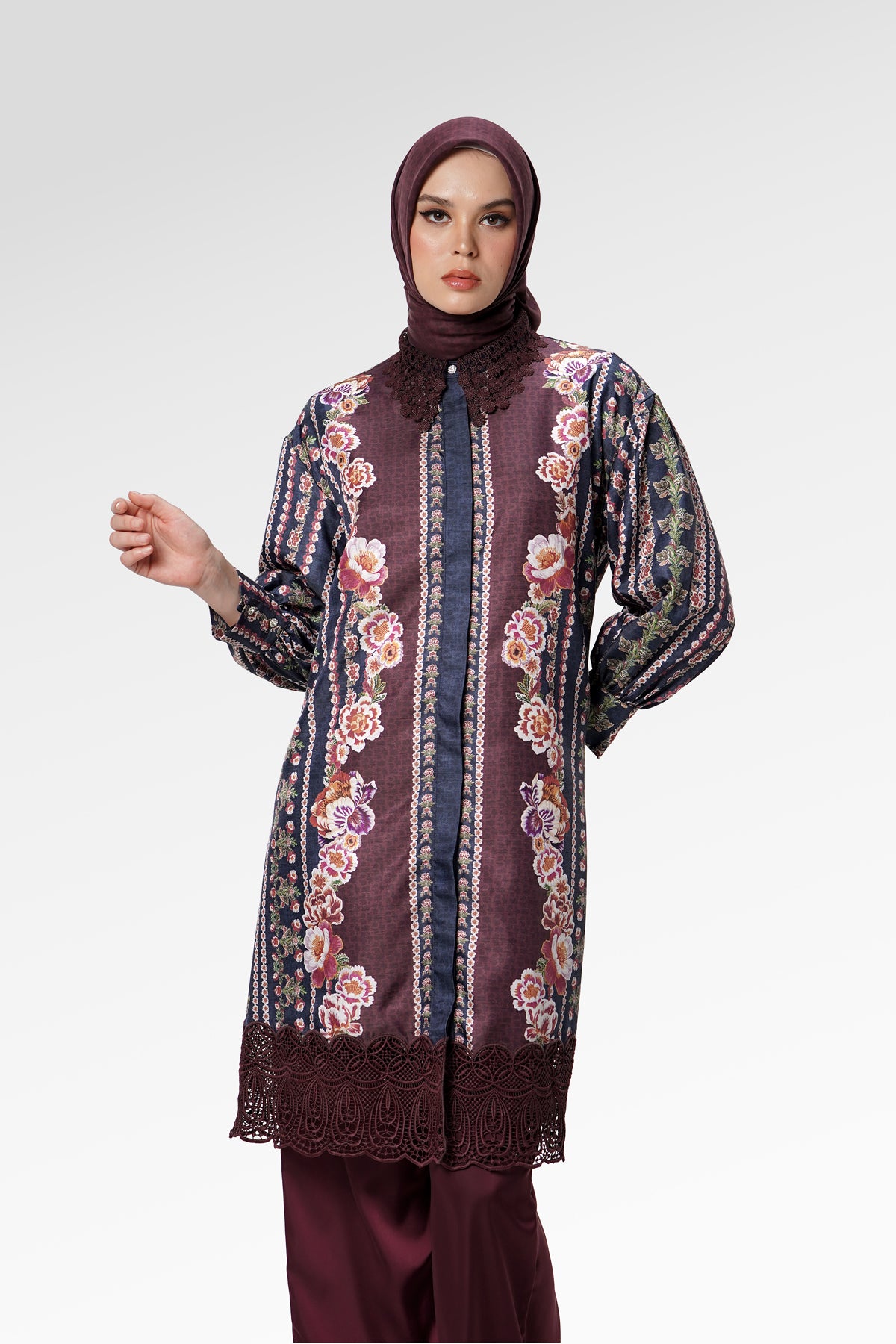 Blooming Eid Puffy Tunic - Carnation