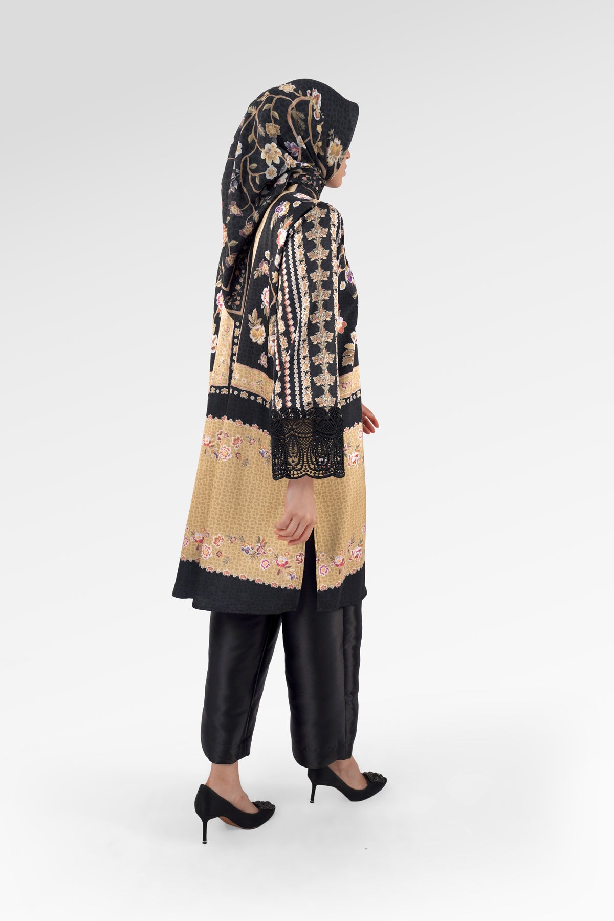Blooming Eid Tunic - Black Iris
