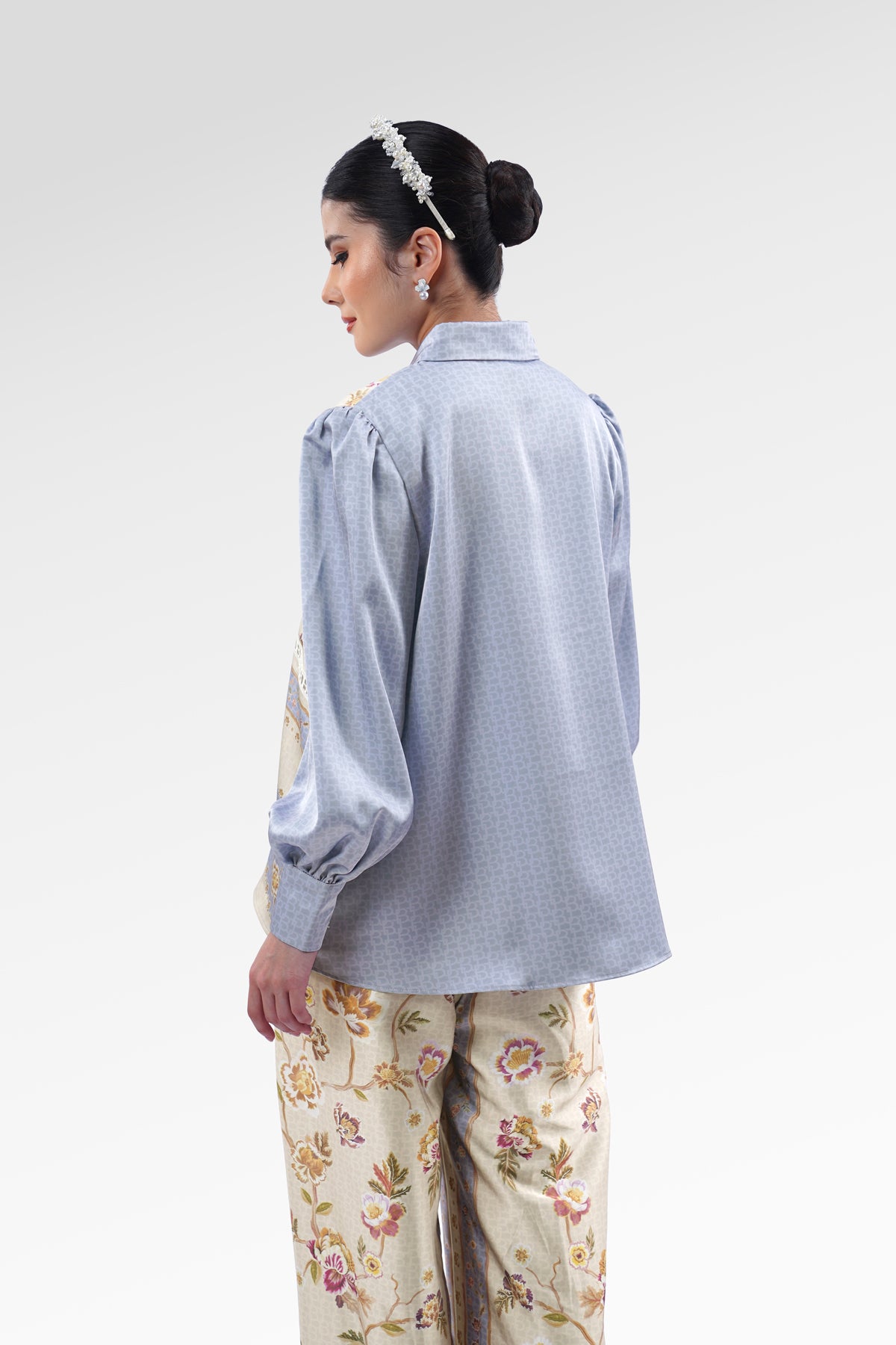 Blooming Eid Basic Shirt - Blue Bell