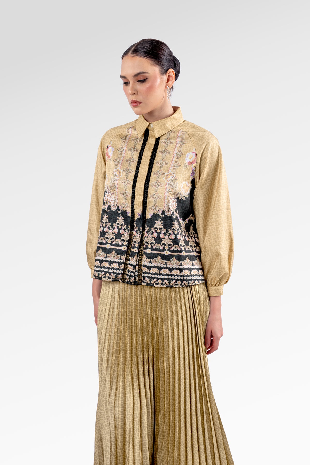 Blooming Eid Raglan Shirt - Black Iris