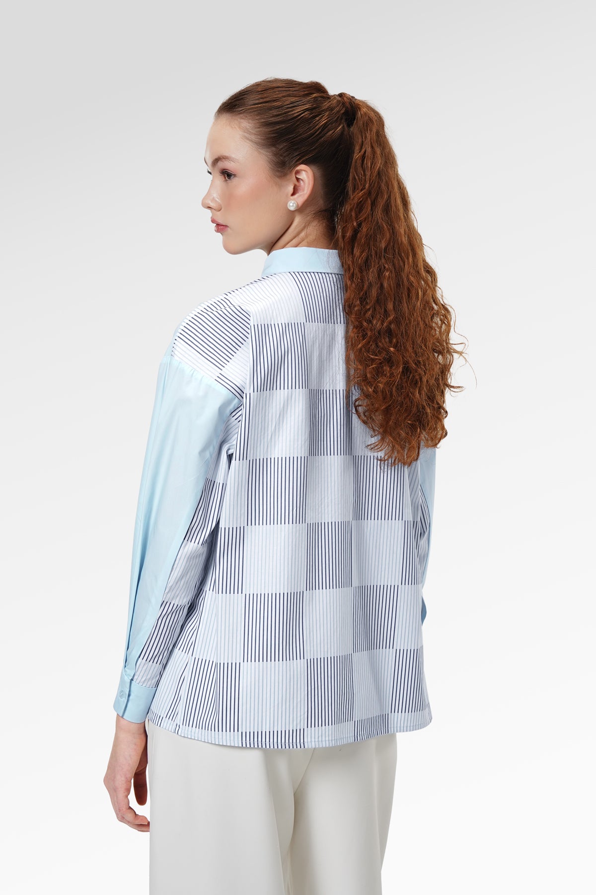 Brielle Embroidery Shirt - Sky Blue – Benang Jarum