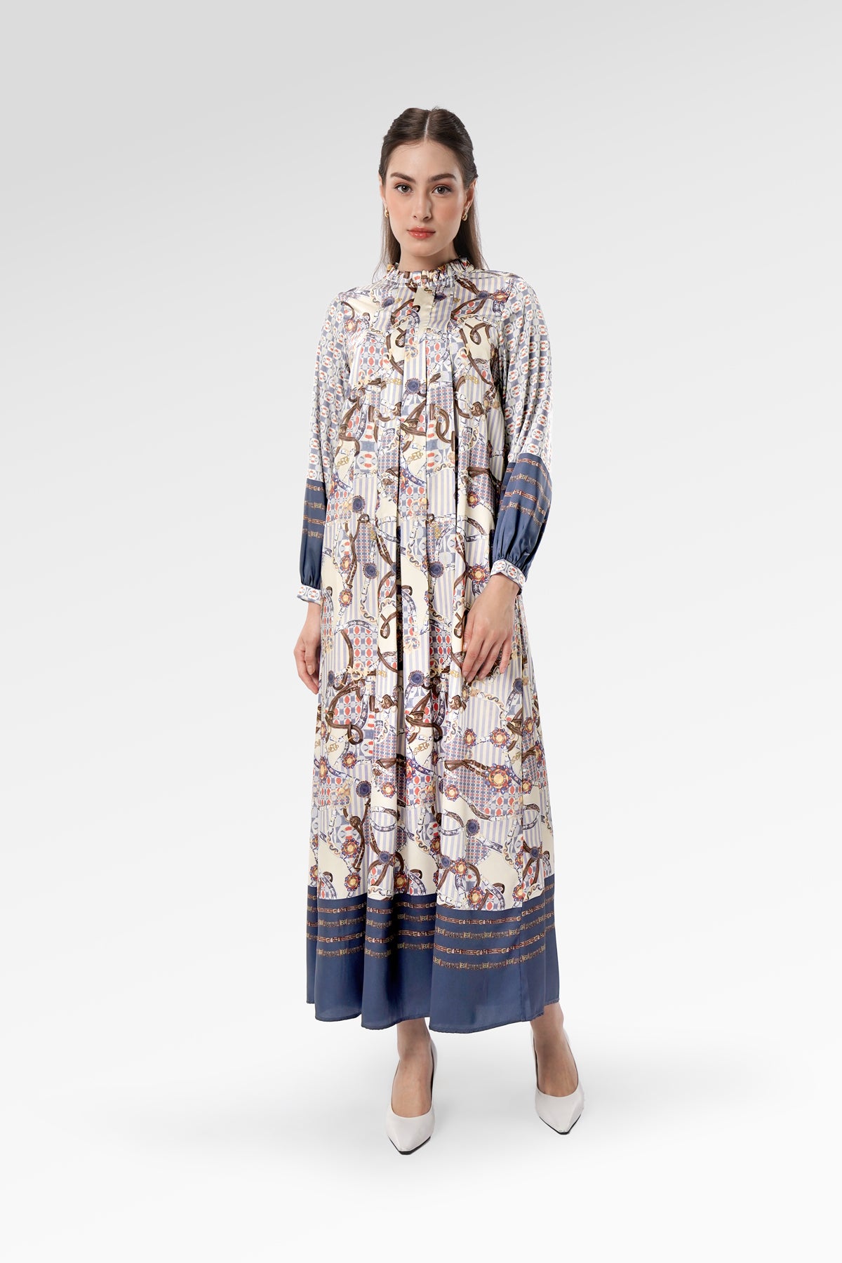 Chainerie Pleated Dress - Azurite