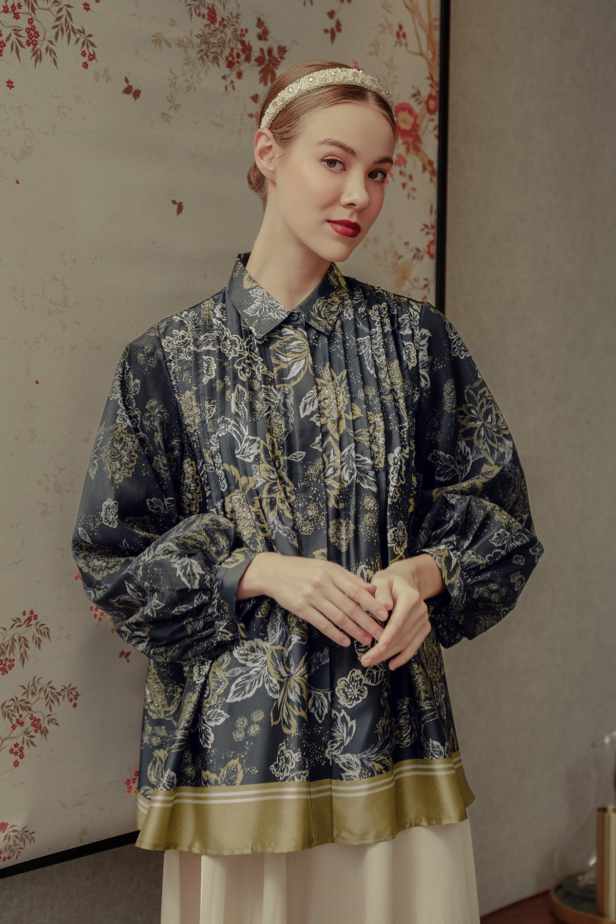 Chinoiserie Opnaisel Shirt - Navy