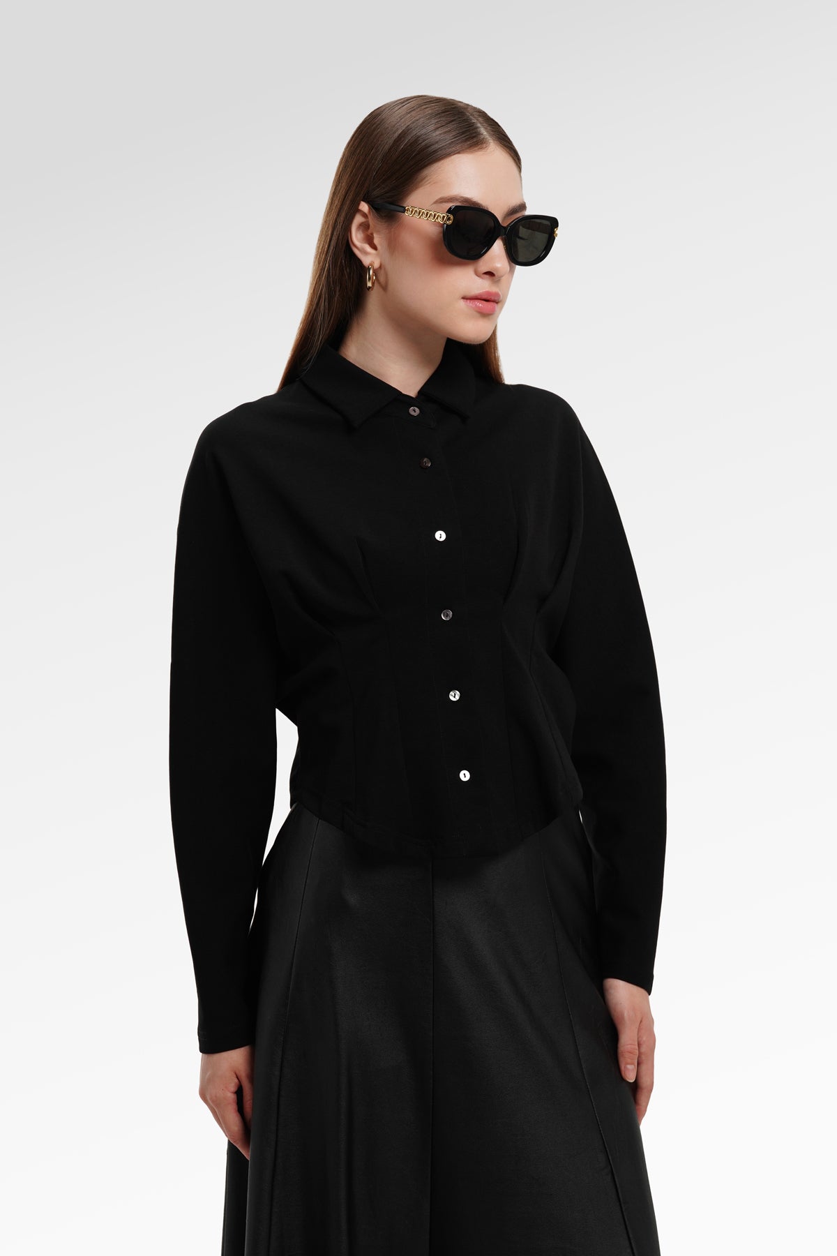 Callen Crop Shirt - Black