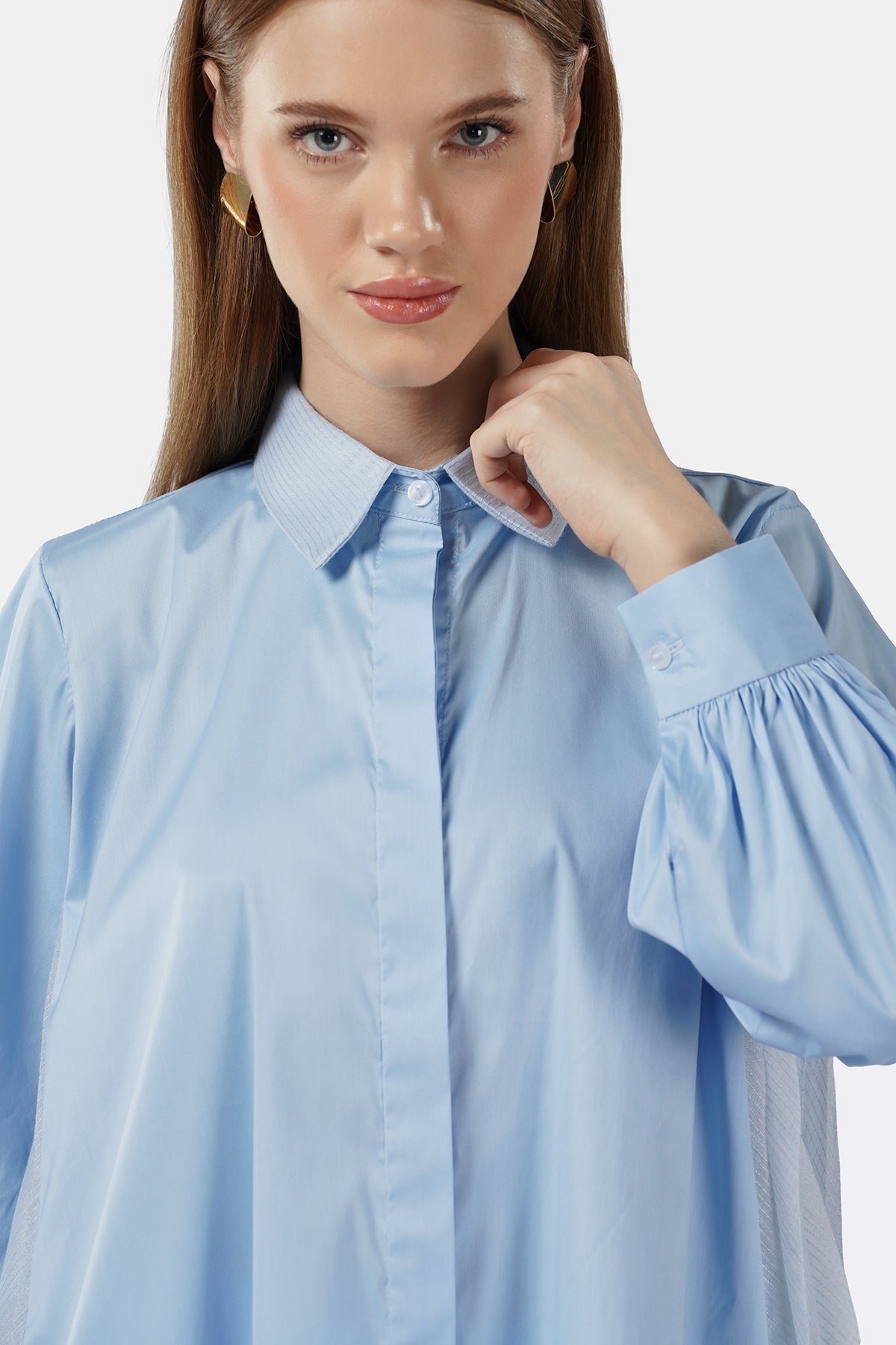 Candice Pleats Shirt - Blue