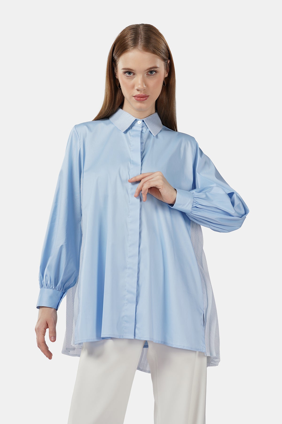 Candice Pleats Shirt - Blue