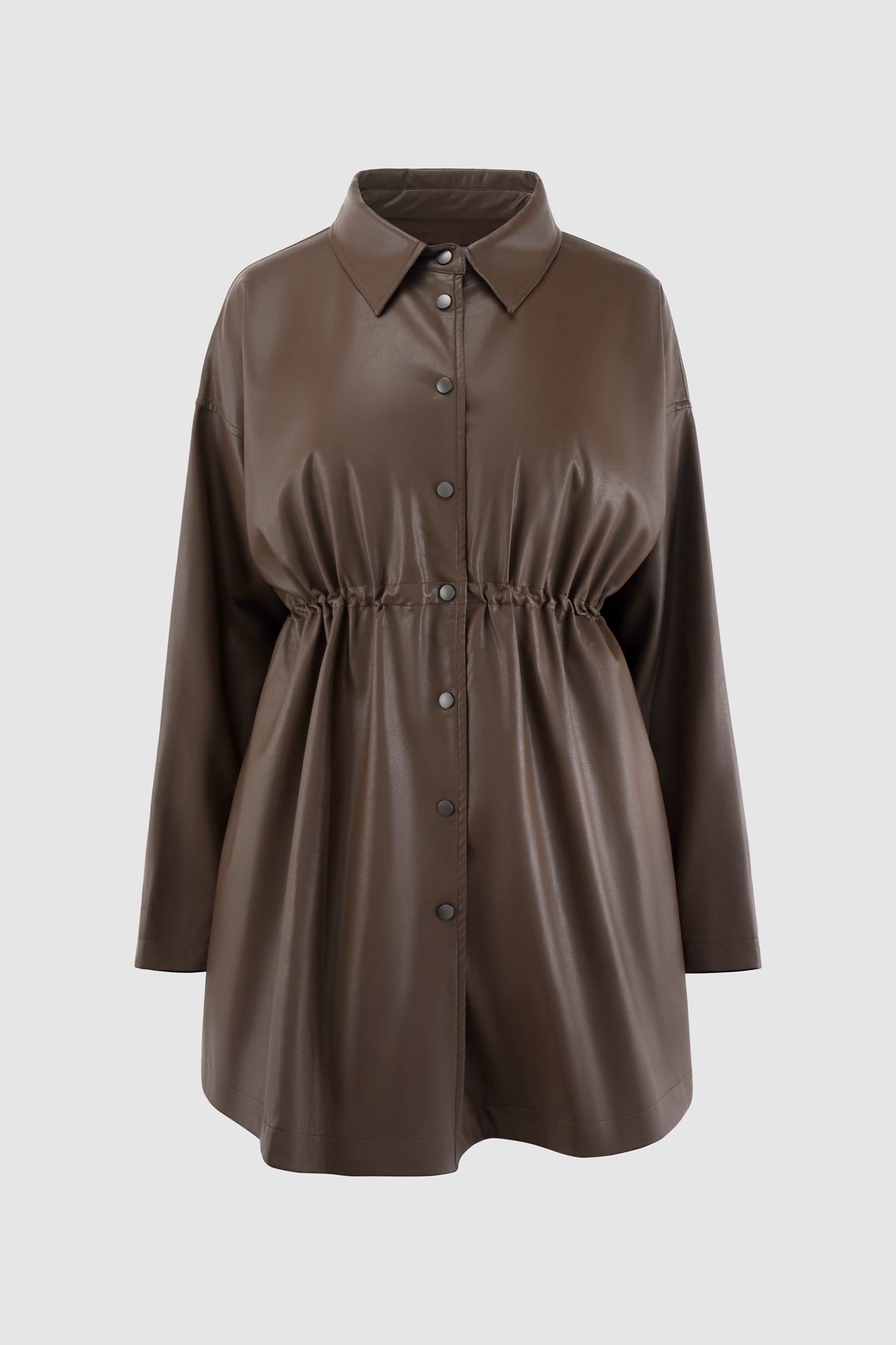 Carmela Leather Shirt - Brown