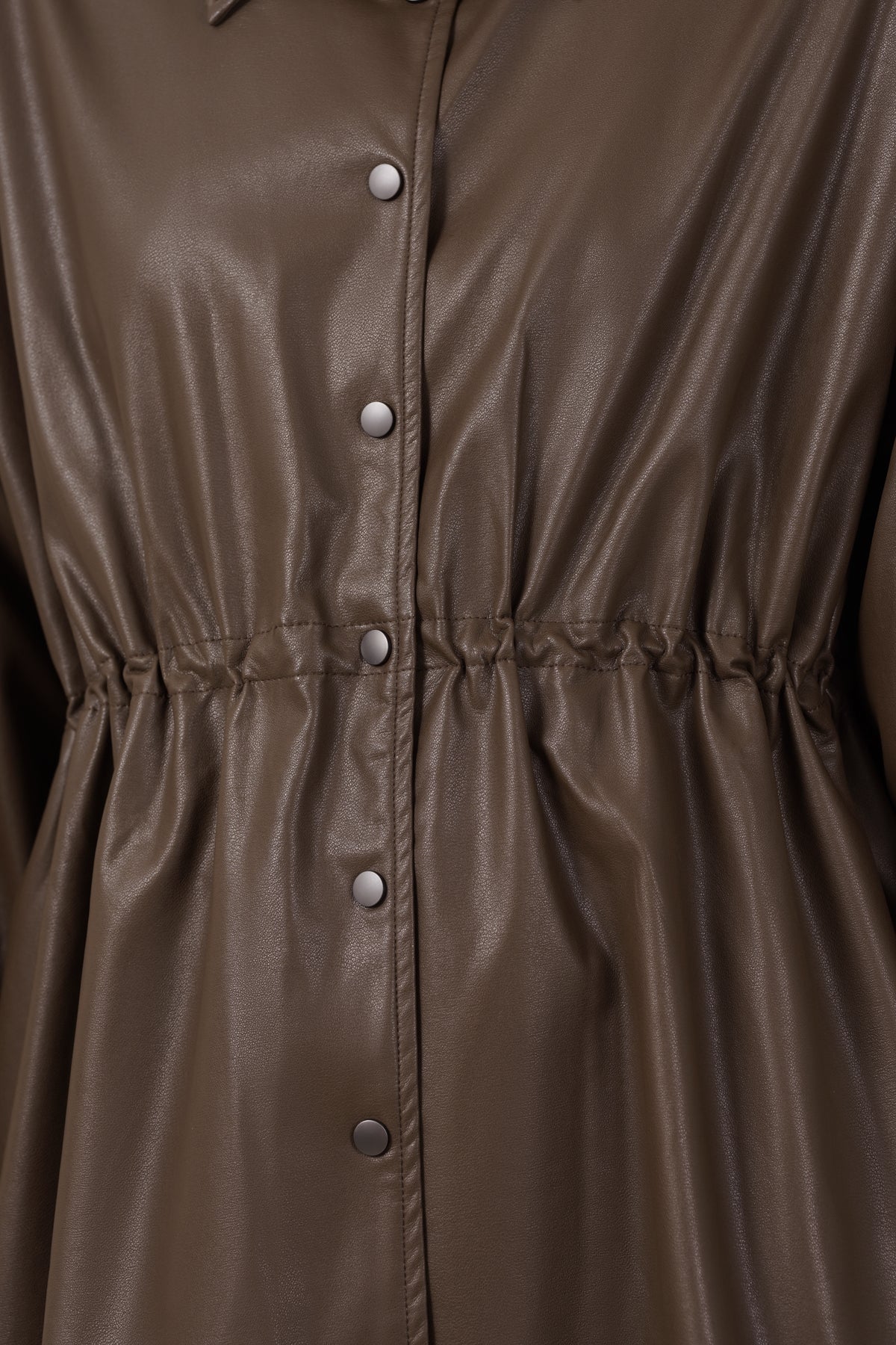 Carmela Leather Shirt - Brown