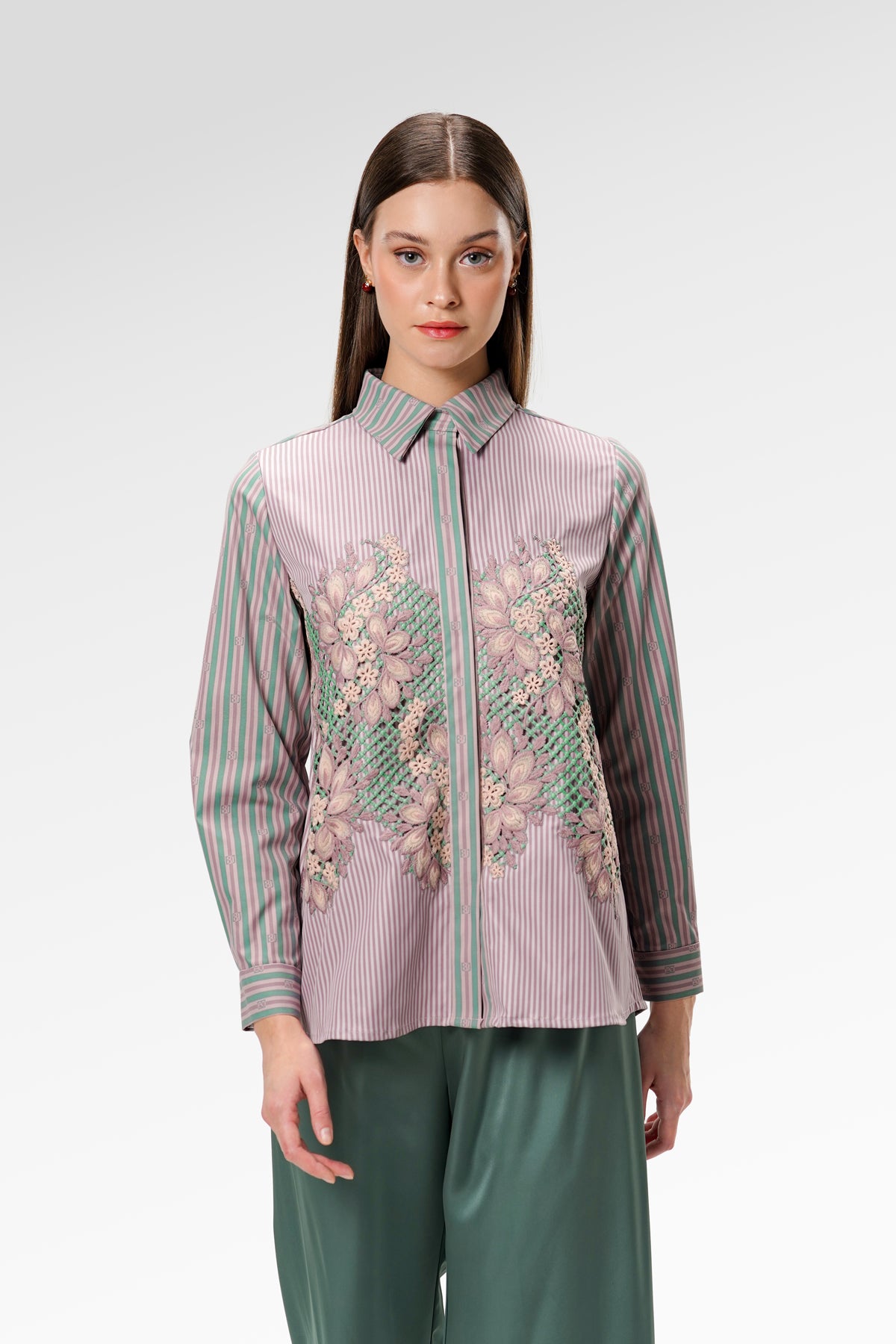 Celeste Embroidery Shirt - Rosewood Garden