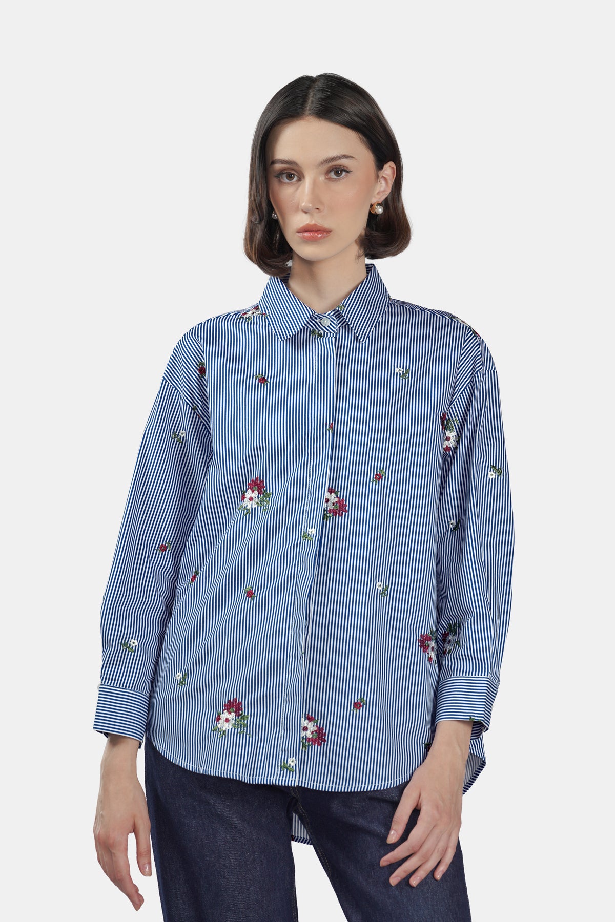 Celine Stripe Shirt - Navy