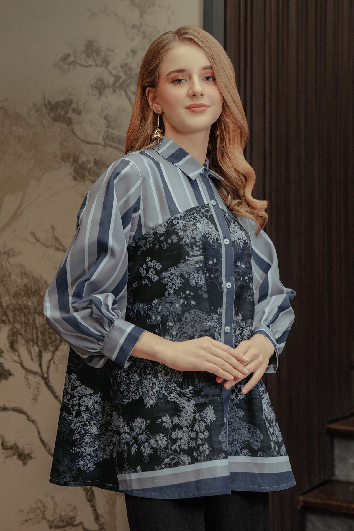 Chinoiserie Basic Shirt - Navy