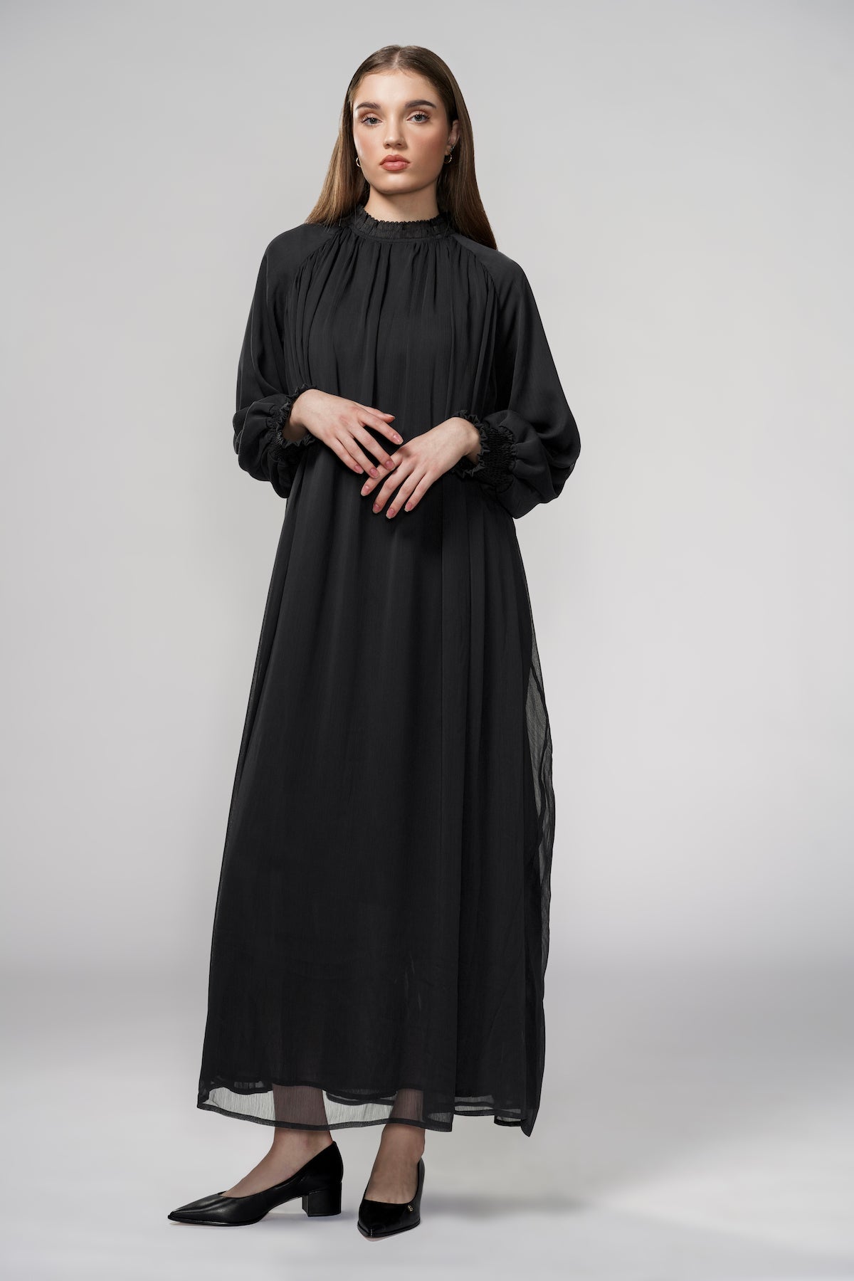 Chloe Ruffle Dress - Black