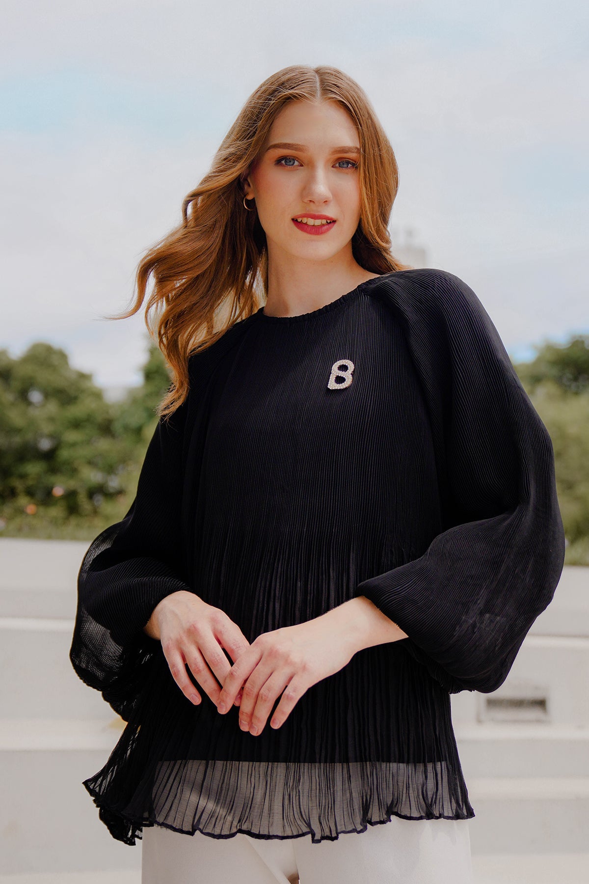 Ciara Pleated Blouse - Black