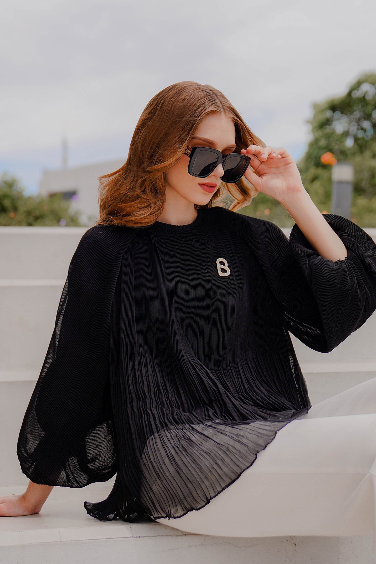 Ciara Pleated Blouse - Black