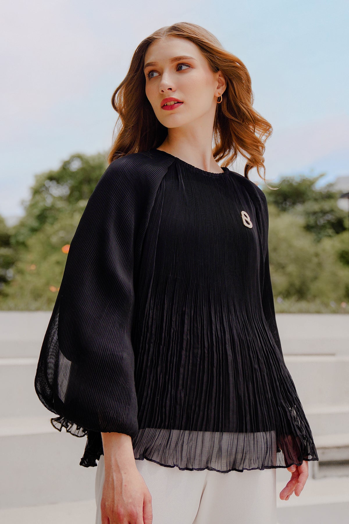 Ciara Pleated Blouse - Black