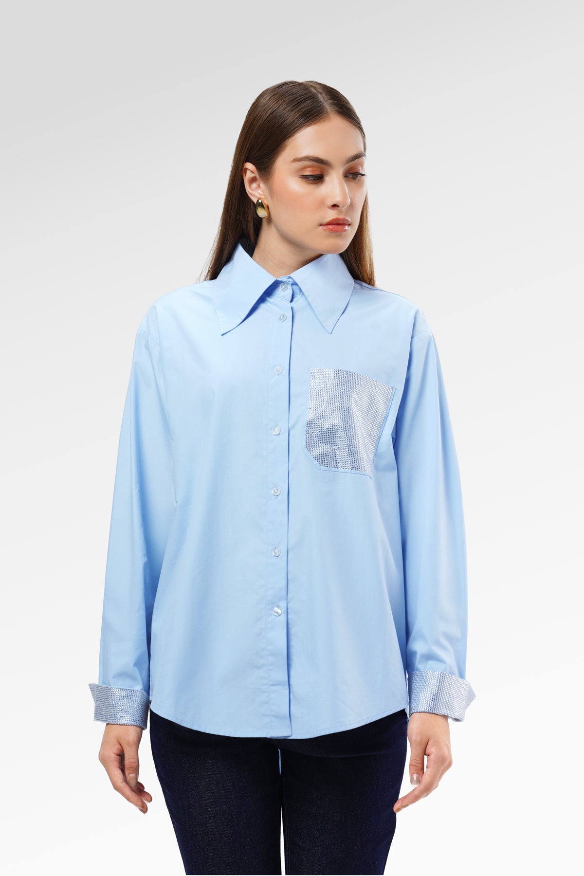 Claire Beads Shirt - Blue
