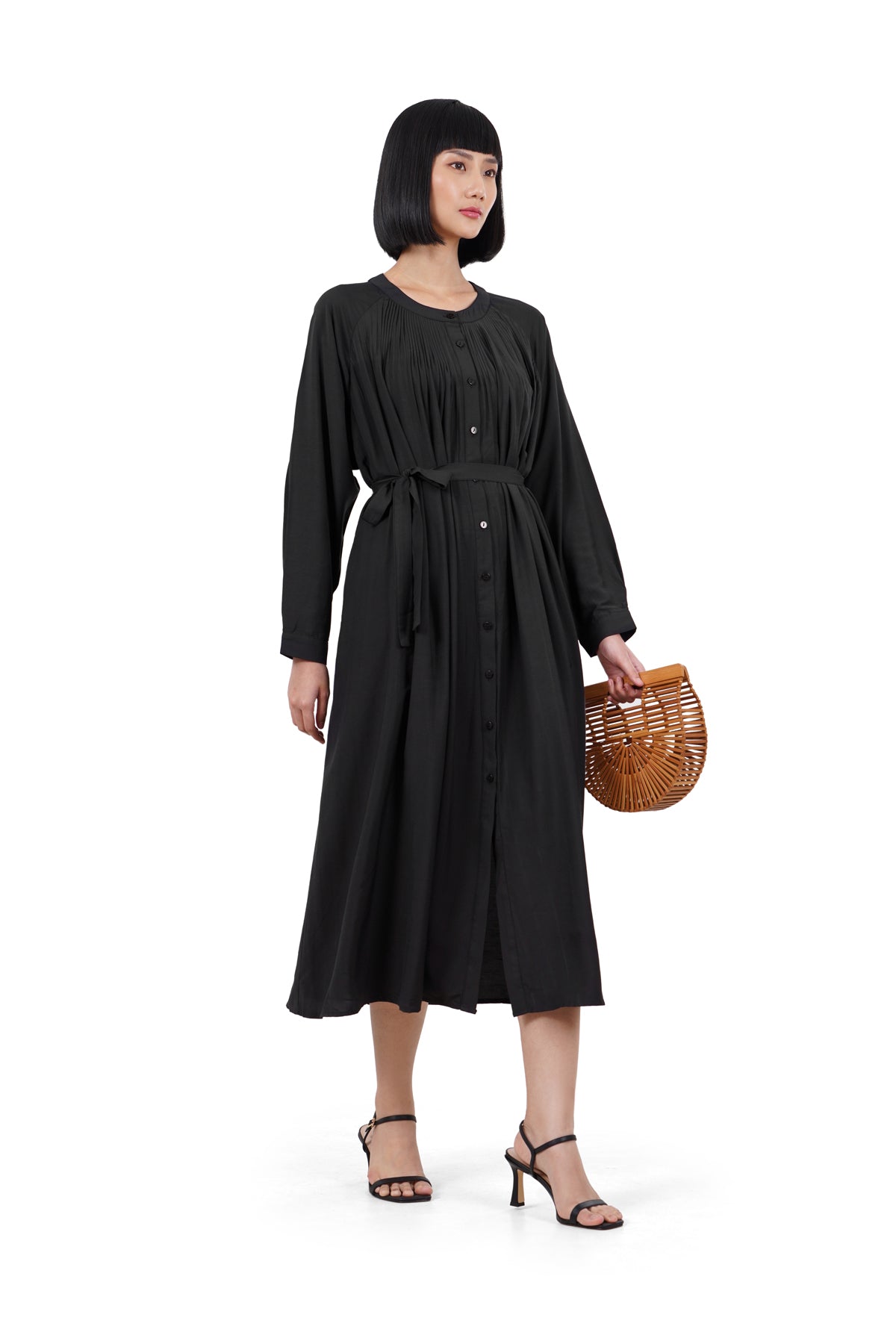 Clara Pleats Dress - Black