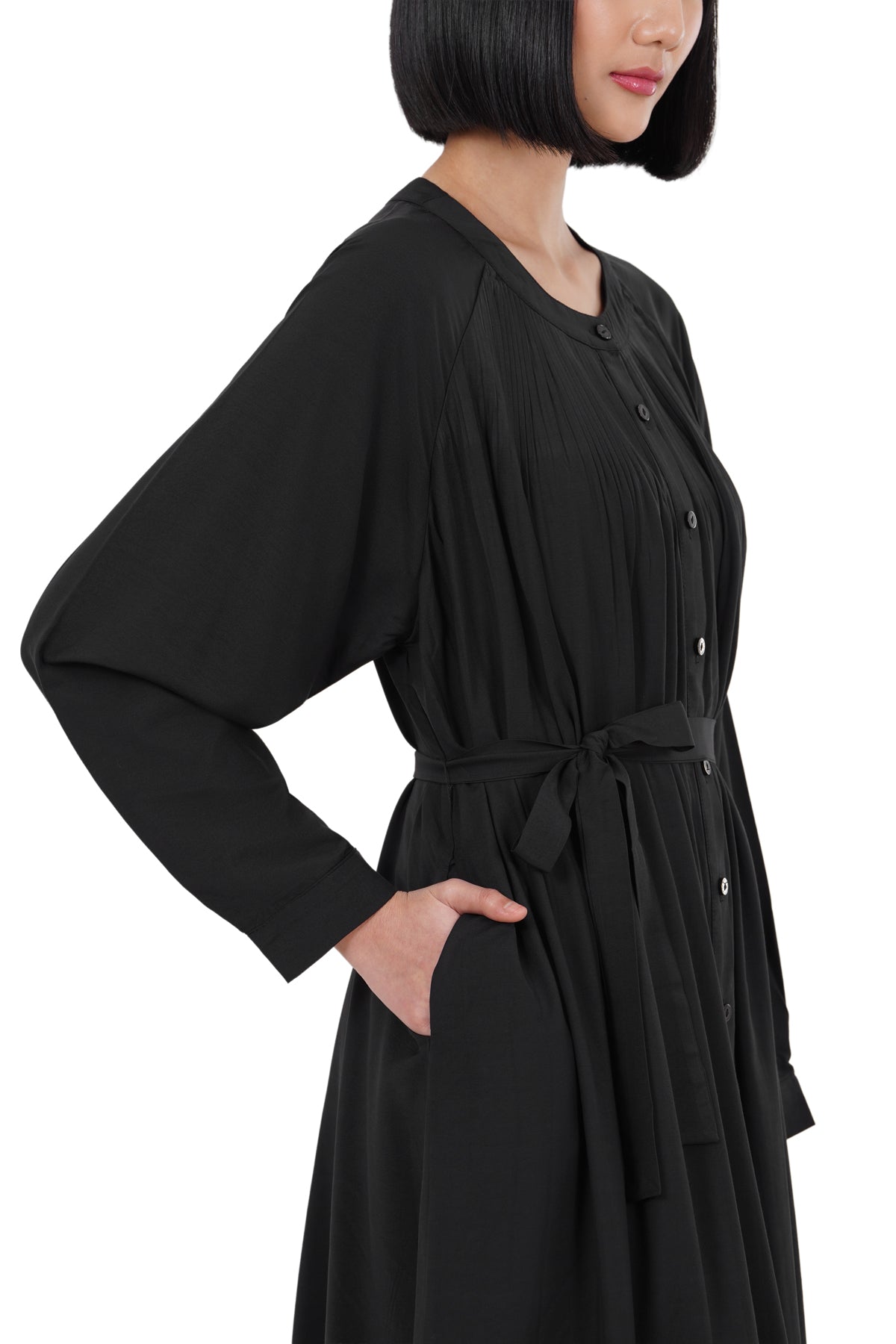 Clara Pleats Dress - Black