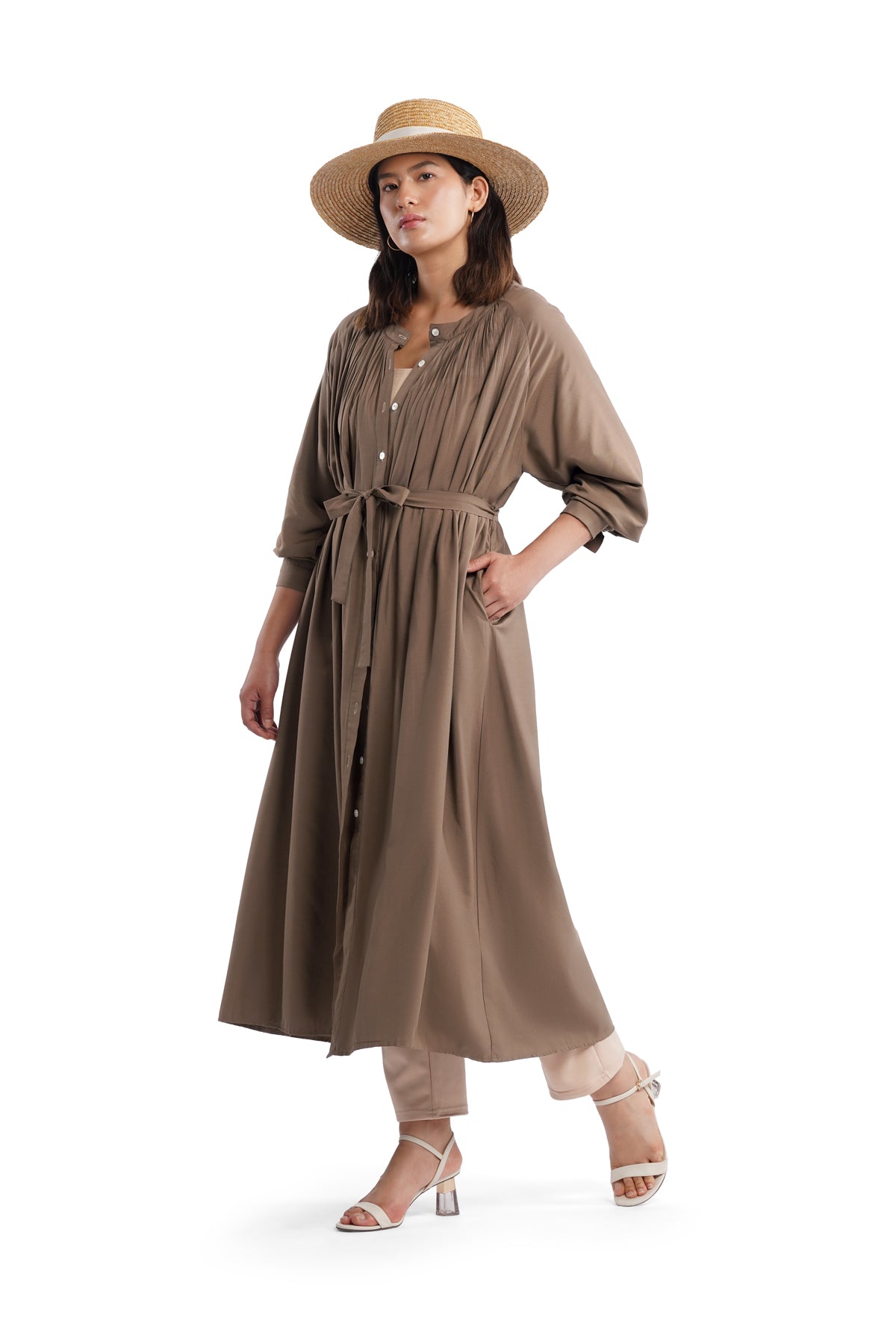 Clara Pleats Dress - Desert Palm