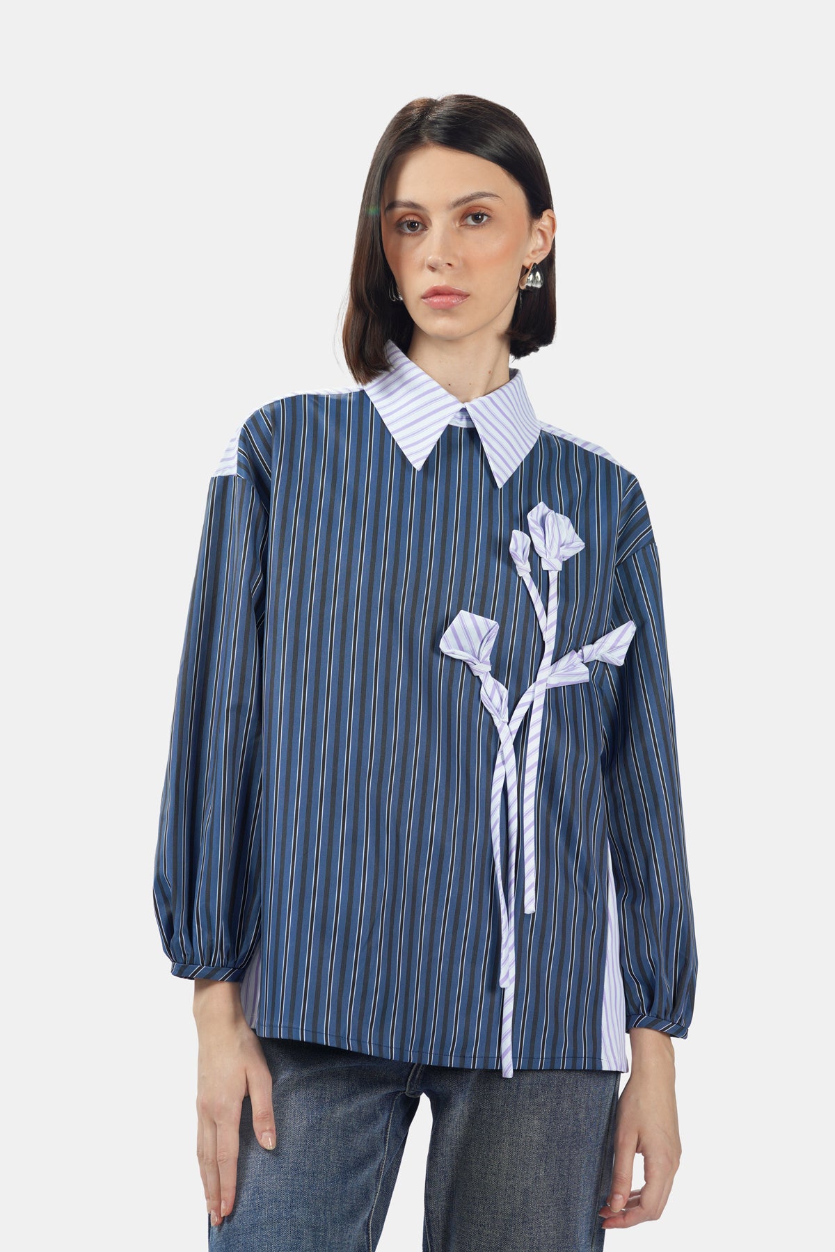 Claretta Flower Blouse - Twilight Blue