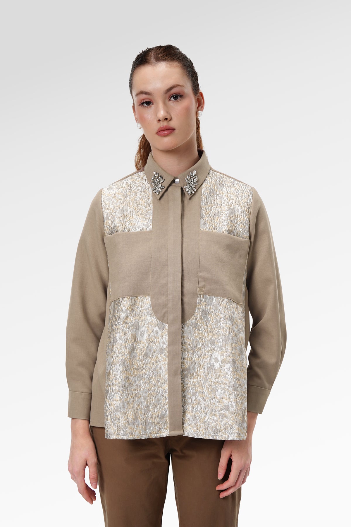 Corrine Jacquard Shirt - Mocha
