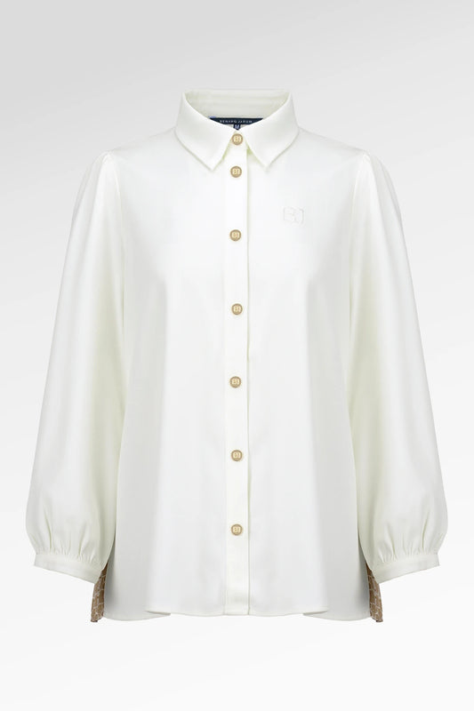 Denim Tales Back Pleated Shirt - White