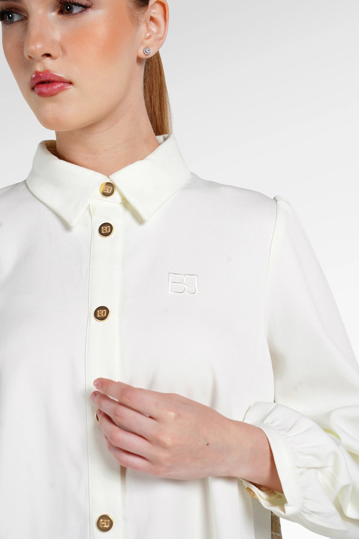 Denim Tales Back Pleated Shirt - White