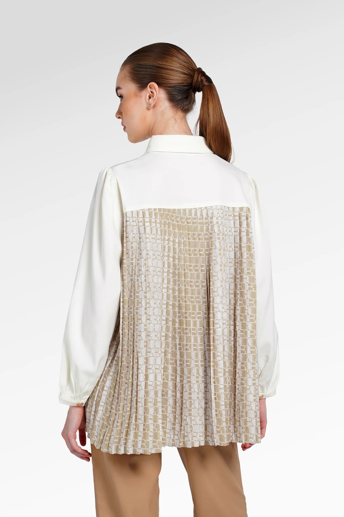 Denim Tales Back Pleated Shirt - White