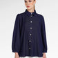 Denim Tales Back Pleated Shirt - Dark Blue